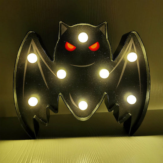 Horror-Themed LED Night Light: Battery Operated, Compact Black Nightstand Lighting