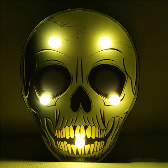 Horror-Themed LED Night Light: Battery Operated, Compact Black Nightstand Lighting