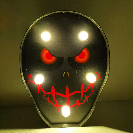 Horror-Themed LED Night Light: Battery Operated, Compact Black Nightstand Lighting