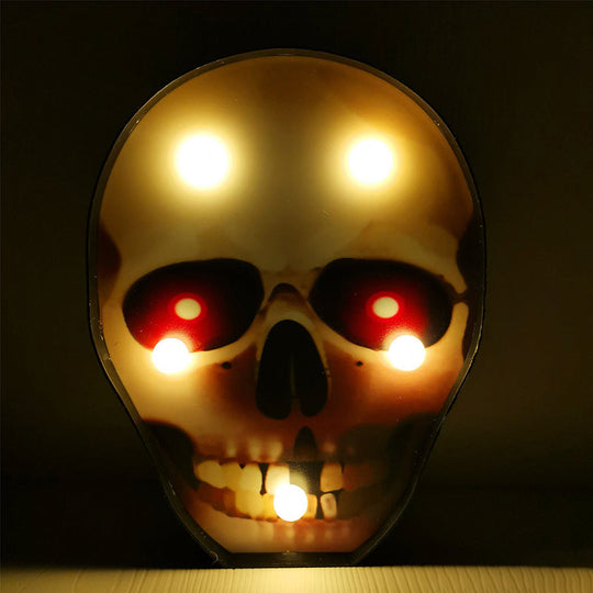Horror-Themed LED Night Light: Battery Operated, Compact Black Nightstand Lighting