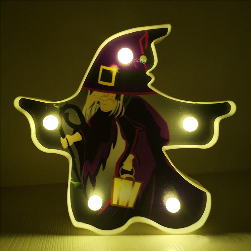 Horror-Themed LED Night Light: Battery Operated, Compact Black Nightstand Lighting