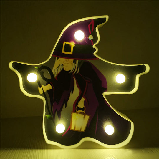 Horror-Themed LED Night Light: Battery Operated, Compact Black Nightstand Lighting