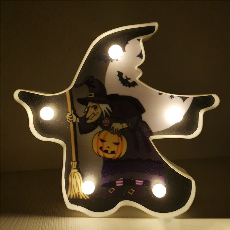 Horror-Themed LED Night Light: Battery Operated, Compact Black Nightstand Lighting