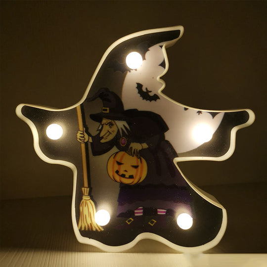 Horror-Themed LED Night Light: Battery Operated, Compact Black Nightstand Lighting