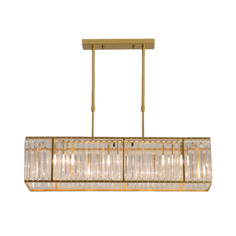Rectangular Clear Crystal Island Pendant Light - 3 Head Traditional Suspension Lighting for Dining Room