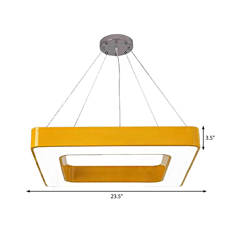 Kids Acrylic LED Chandelier Light Fixture in Colorful Square Design for Bedroom