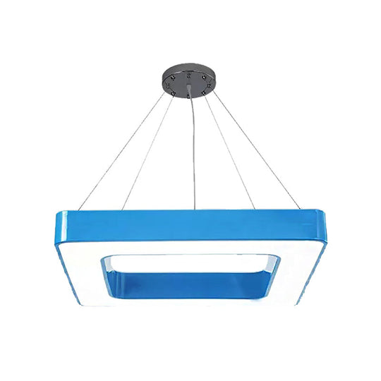 Kids Acrylic LED Chandelier Light Fixture in Colorful Square Design for Bedroom