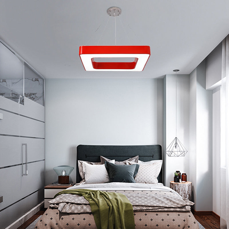 Kids Acrylic LED Chandelier Light Fixture in Colorful Square Design for Bedroom