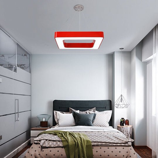 Kids Acrylic LED Chandelier Light Fixture in Colorful Square Design for Bedroom