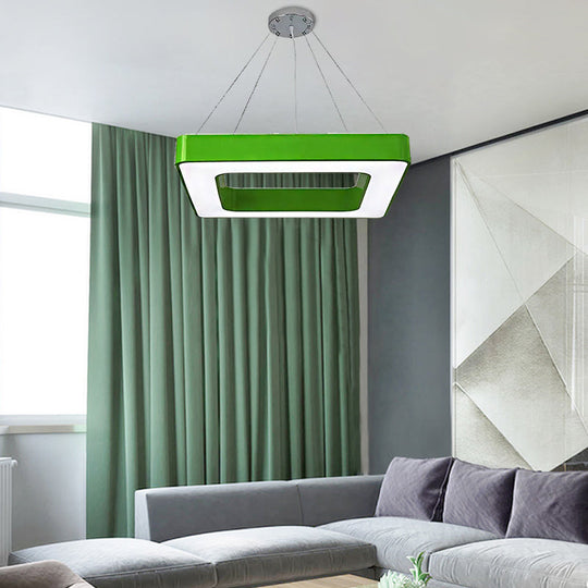 Kids Acrylic LED Chandelier Light Fixture in Colorful Square Design for Bedroom