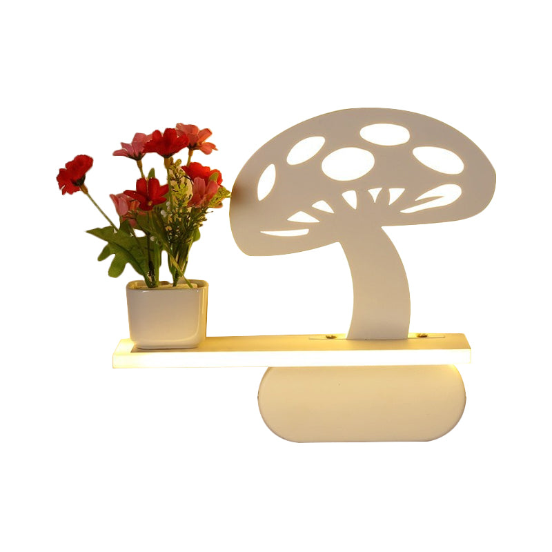 Modern Acrylic Wall Sconce with Shelf - White