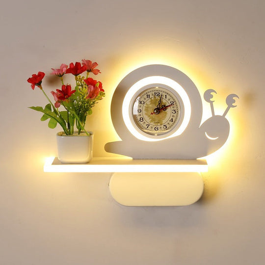 Modern Acrylic Wall Sconce with Shelf - White