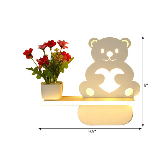 Modern Acrylic Wall Sconce with Shelf - White