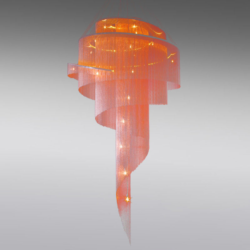 Sleek Aluminum Spiral Fountain Chandelier: LED Hanging Light for Modern Living Room