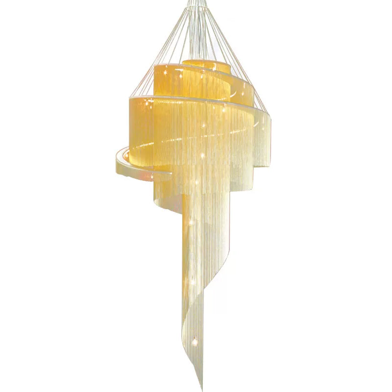 Sleek Aluminum Spiral Fountain Chandelier: LED Hanging Light for Modern Living Room