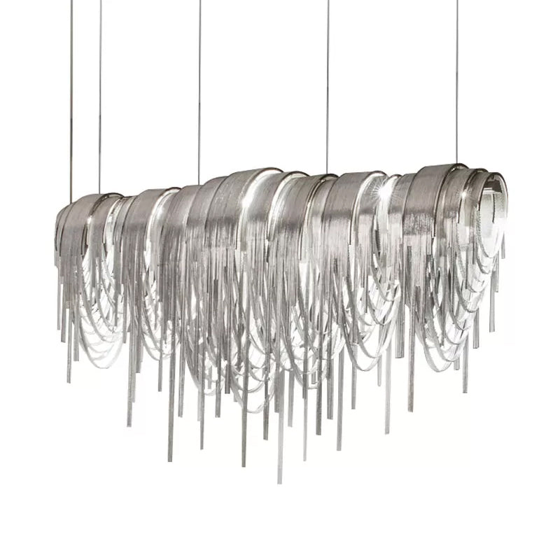 Contemporary LED Aluminum Chainmail Chandelier Pendant Light for Living Room