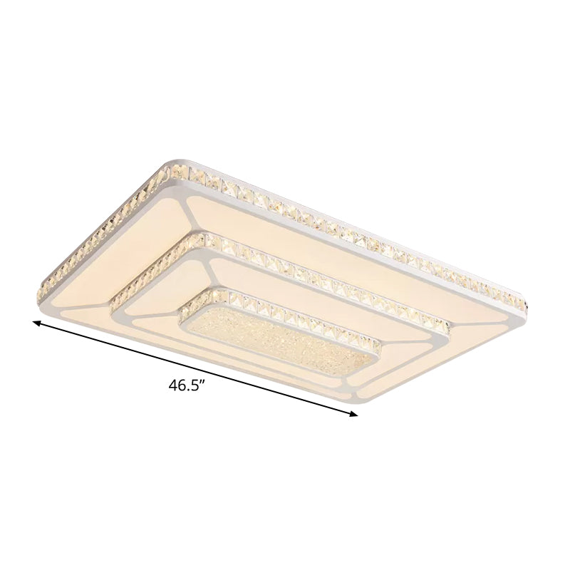 Modern LED Crystal Geometry Ceiling Lamp - White Flush Mount Light with 3-Tier Design