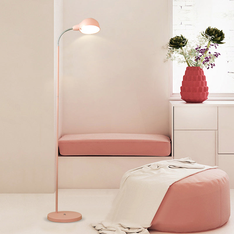 Contemporary Metal Dome Shade Floor Lamp with Flexible Gooseneck Arm