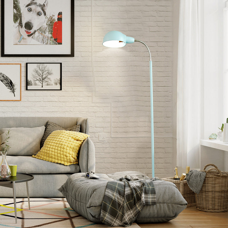 Contemporary Metal Dome Shade Floor Lamp with Flexible Gooseneck Arm