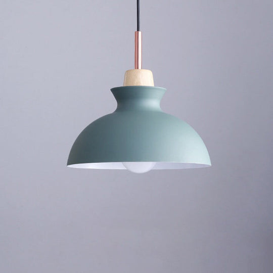 Contemporary Metal Pendant Lamp - Geometric Design with Wood Top - Ideal for Dining Rooms