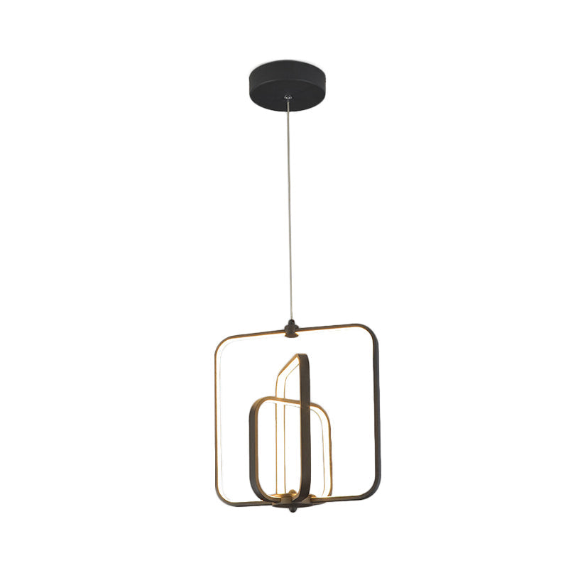 Modern Black/Gold LED Chandelier Pendant for Living Room: 3-Square Acrylic Ceiling Light