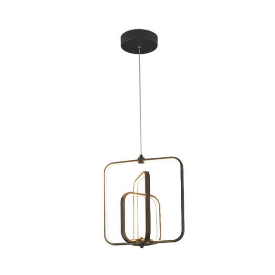 Modern Black/Gold LED Chandelier Pendant for Living Room: 3-Square Acrylic Ceiling Light