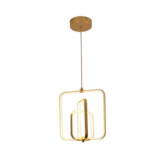 Modern Black/Gold LED Chandelier Pendant for Living Room: 3-Square Acrylic Ceiling Light