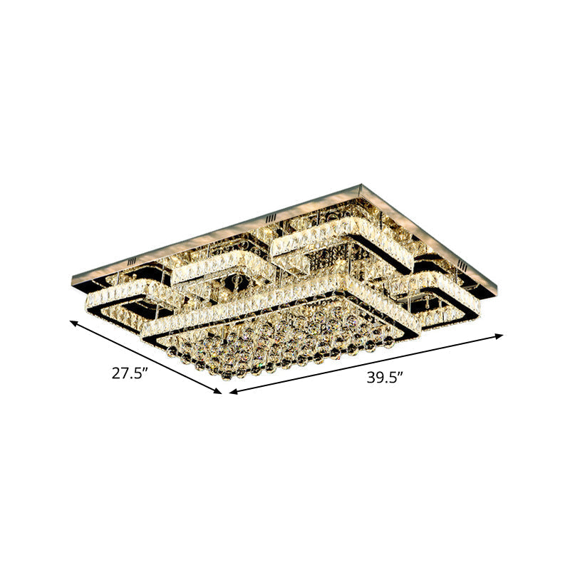 Crystal LED Flush Mount Ceiling Lamp for Living Room - Simplicity Tetragon Design