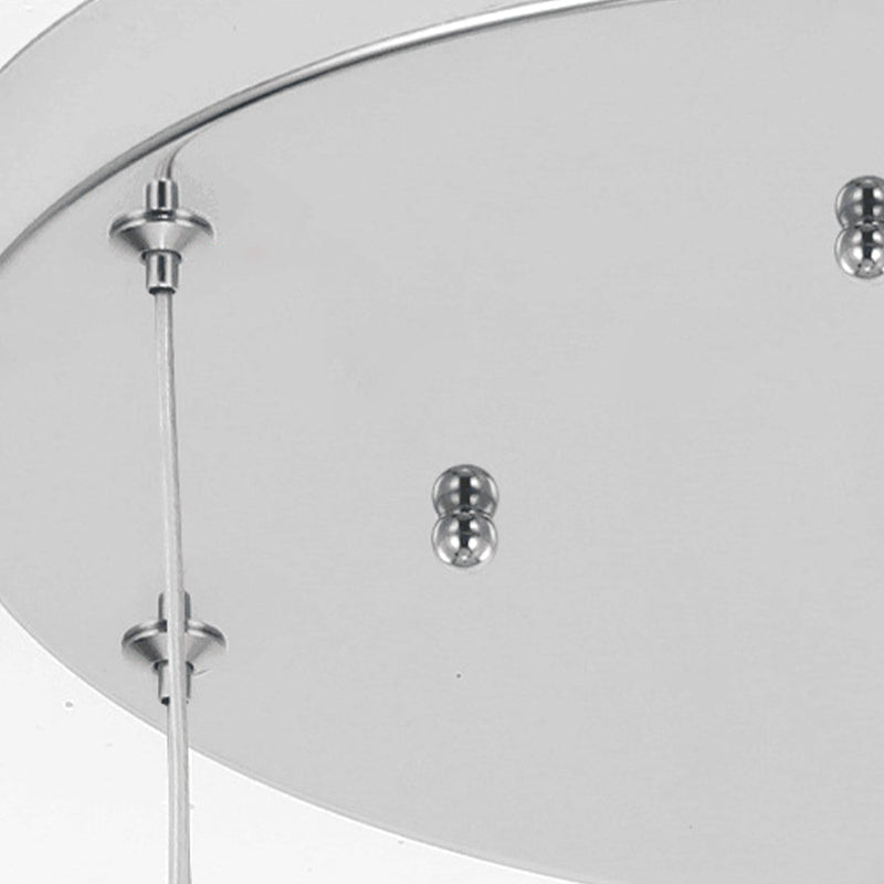 Contemporary Silver Ceiling Pendant Light Fixture with Opal Glass for Living Room Décor