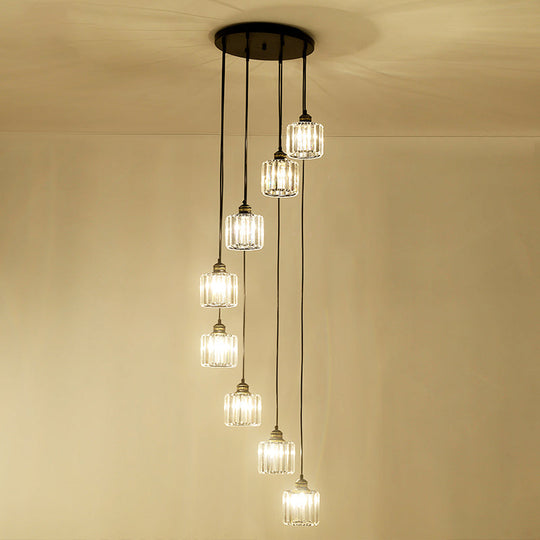 Beveled Crystal Nordic Pendant Lighting Fixture with Multiple Hanging Drum Lights