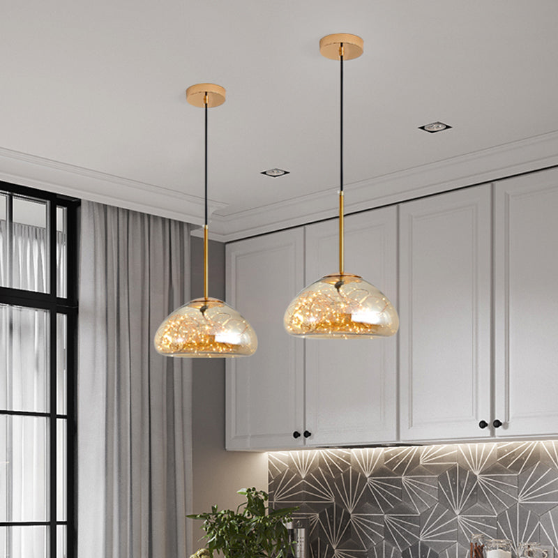Sleek 1-Light Pendant Lamp with Glass Shade: Minimalist Elegance