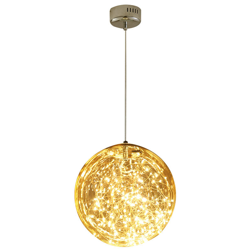 LED Kitchen Flush Mount Light - Stainless-Steel Starry Ceiling Lighting with Glass Shade