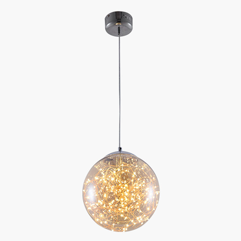 LED Kitchen Flush Mount Light - Stainless-Steel Starry Ceiling Lighting with Glass Shade