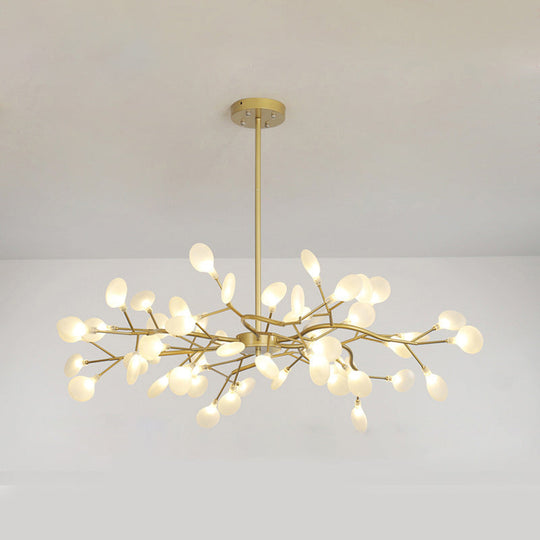 Branch-Like Wireframe LED Chandelier: Modern Metal Hanging Light for Living Room