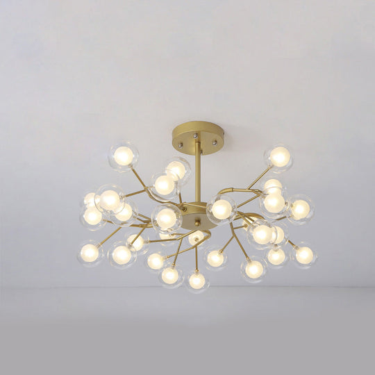 Branch-Like Wireframe LED Chandelier: Modern Metal Hanging Light for Living Room