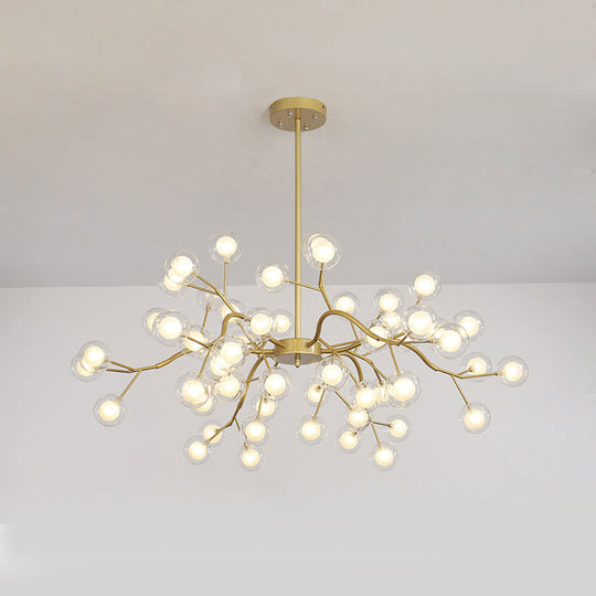 Branch-Like Wireframe LED Chandelier: Modern Metal Hanging Light for Living Room