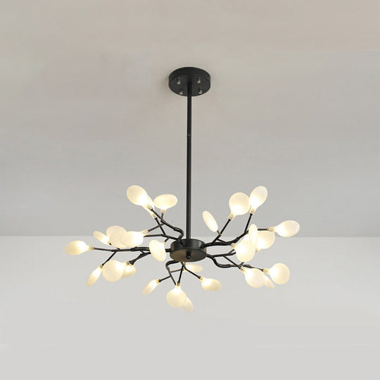 Branch-Like Wireframe LED Chandelier: Modern Metal Hanging Light for Living Room