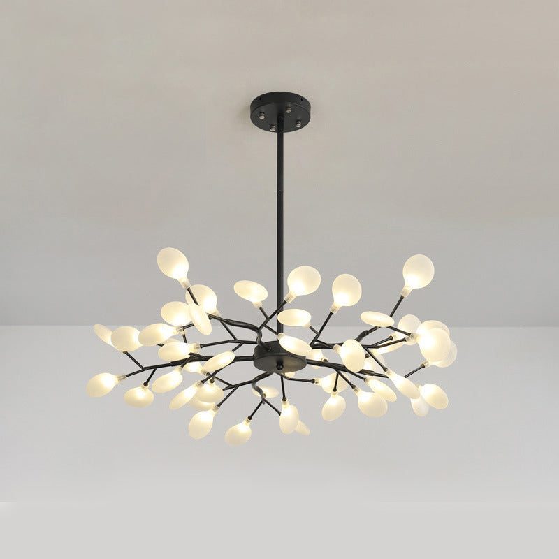 Branch-Like Wireframe LED Chandelier: Modern Metal Hanging Light for Living Room