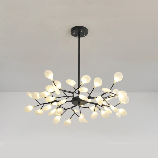 Branch-Like Wireframe LED Chandelier: Modern Metal Hanging Light for Living Room