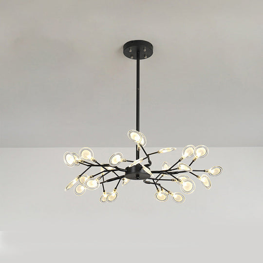 Branch-Like Wireframe LED Chandelier: Modern Metal Hanging Light for Living Room