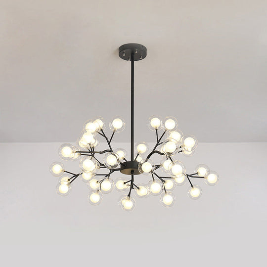 Branch-Like Wireframe LED Chandelier: Modern Metal Hanging Light for Living Room