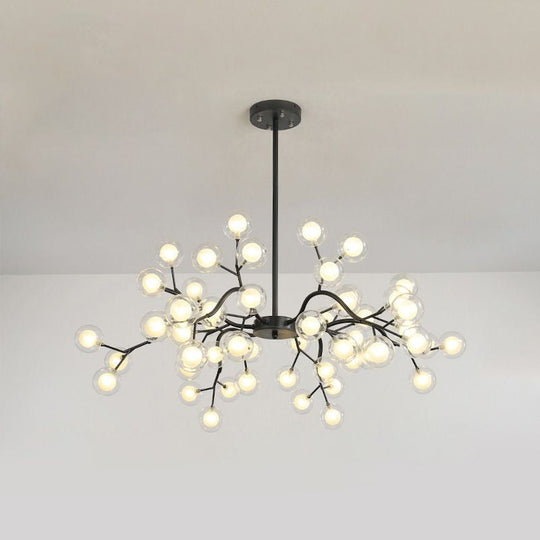 Branch-Like Wireframe LED Chandelier: Modern Metal Hanging Light for Living Room