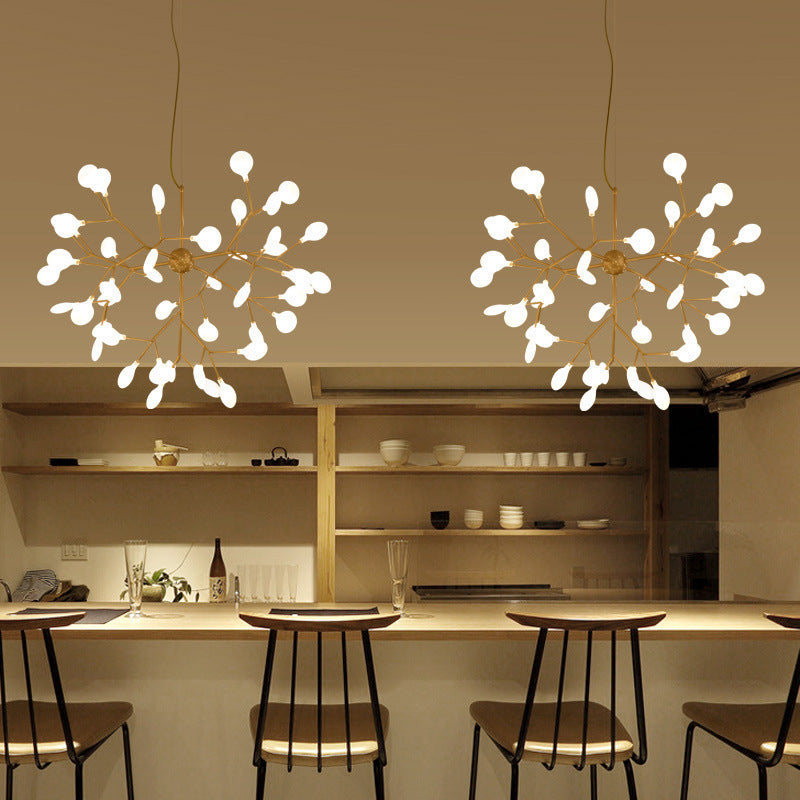Gold Acrylic Firefly LED Chandelier: Modern Style Kitchen Suspension Lamp