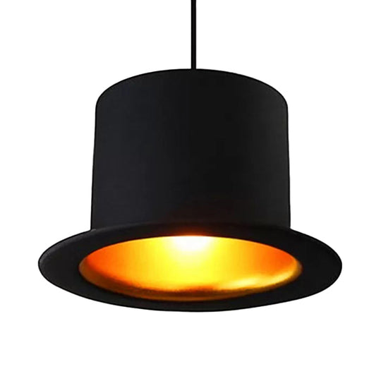 Modern Black Metal Pendant Light for Dining Room - Hat Ceiling Hanging Light, 6.5"/7" Wide