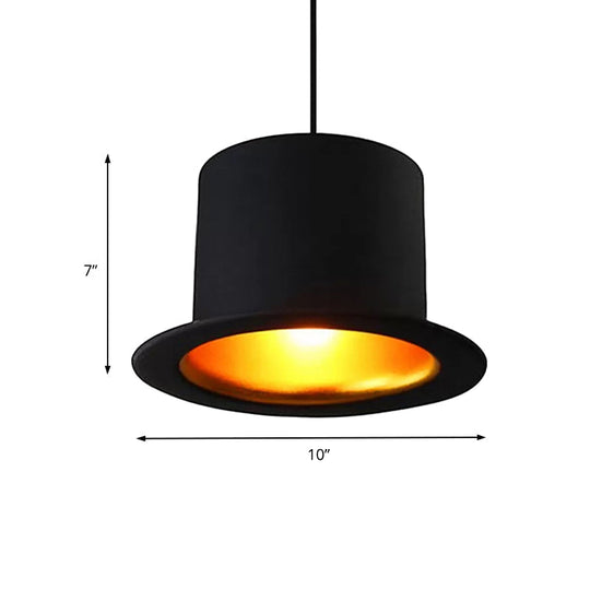 Modern Black Metal Pendant Light for Dining Room - Hat Ceiling Hanging Light, 6.5"/7" Wide