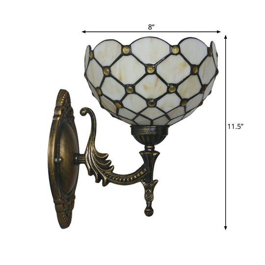 Mediterranean Brass Wall Sconce – Elegant Geometry Cut Glass Shade for Corridor Lighting