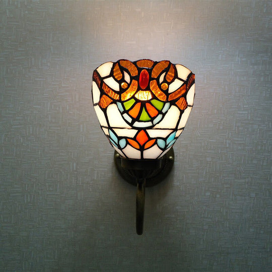 Victorian Wall Light Sconce with Bell Shade, Cut Glass & Yellow Bulb - Wall Mounted Lamp