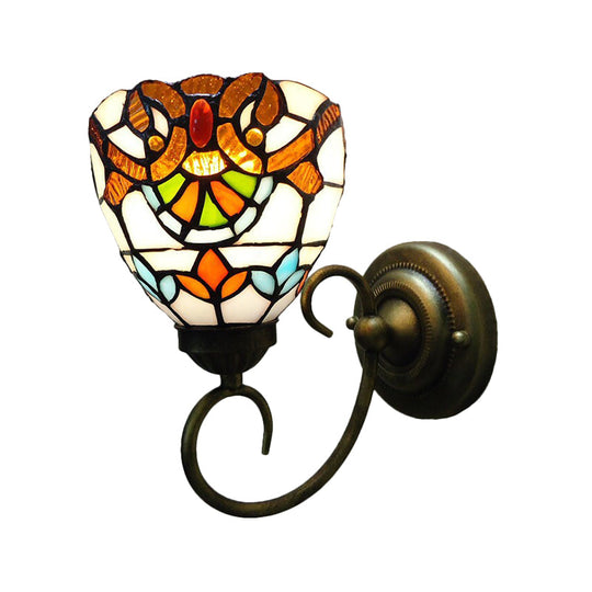 Victorian Wall Light Sconce with Bell Shade, Cut Glass & Yellow Bulb - Wall Mounted Lamp