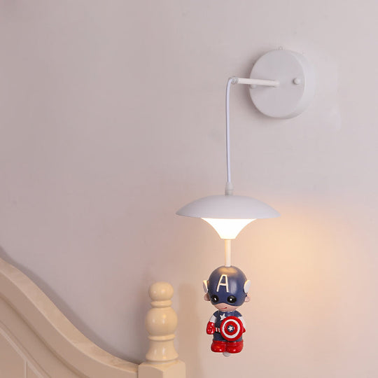 Cartoon-themed Mushroom Wall Light Fixture with Acrylic LED, Wall-mounted - White Shade for Kids' Room