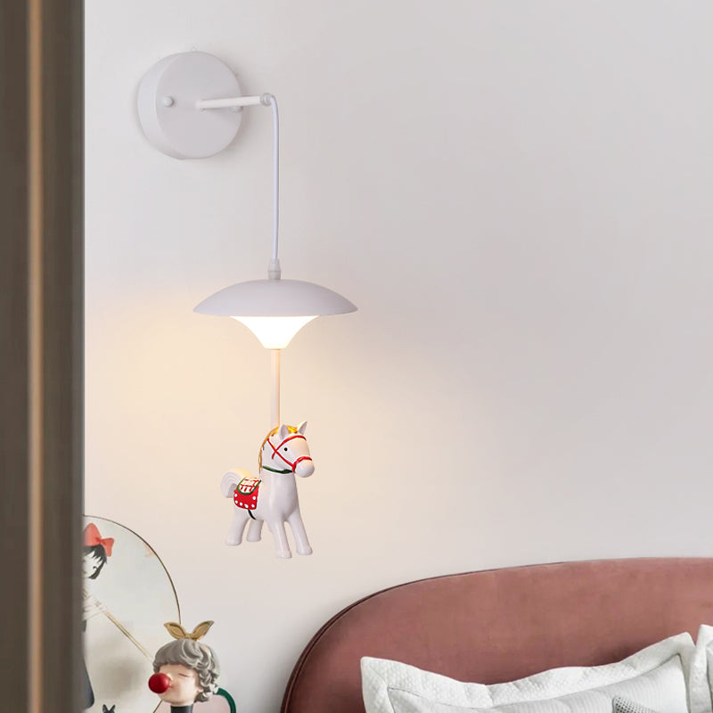 Cartoon-themed Mushroom Wall Light Fixture with Acrylic LED, Wall-mounted - White Shade for Kids' Room